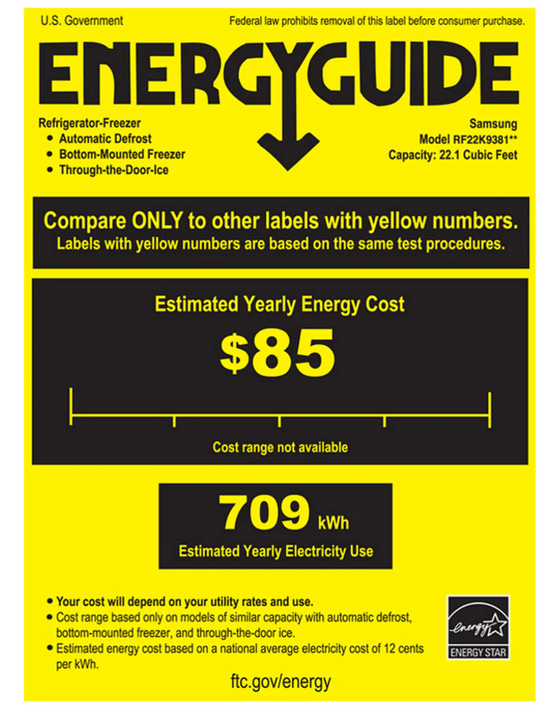 Page n°1 - Label énergétique Samsung RF22K9381SG/AA