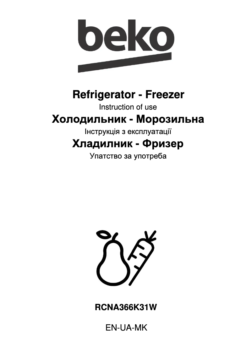 Page 1 de la notice Manuel utilisateur Beko RCNA366K31W