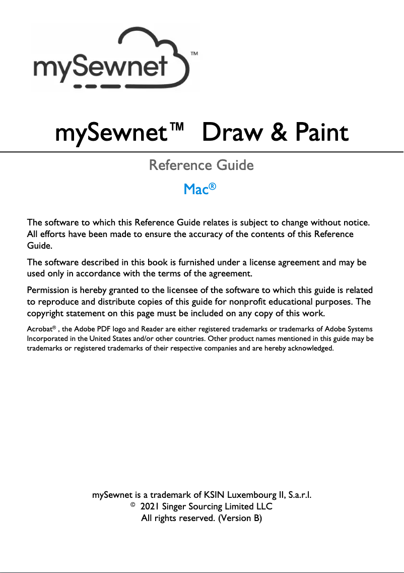 Page n°1 - Manuel utilisateur mySewnet Draw & Paint