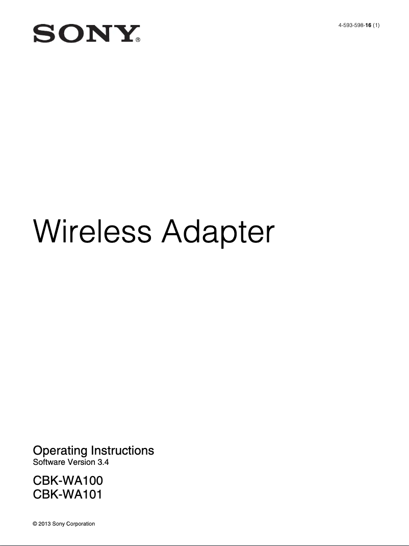 Page 1 de la notice Manuel utilisateur Sony CBK-WA101