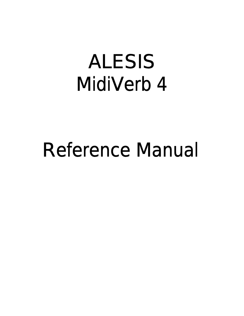 Page 1 of the manual User Manual Alesis MidiVerb 4
