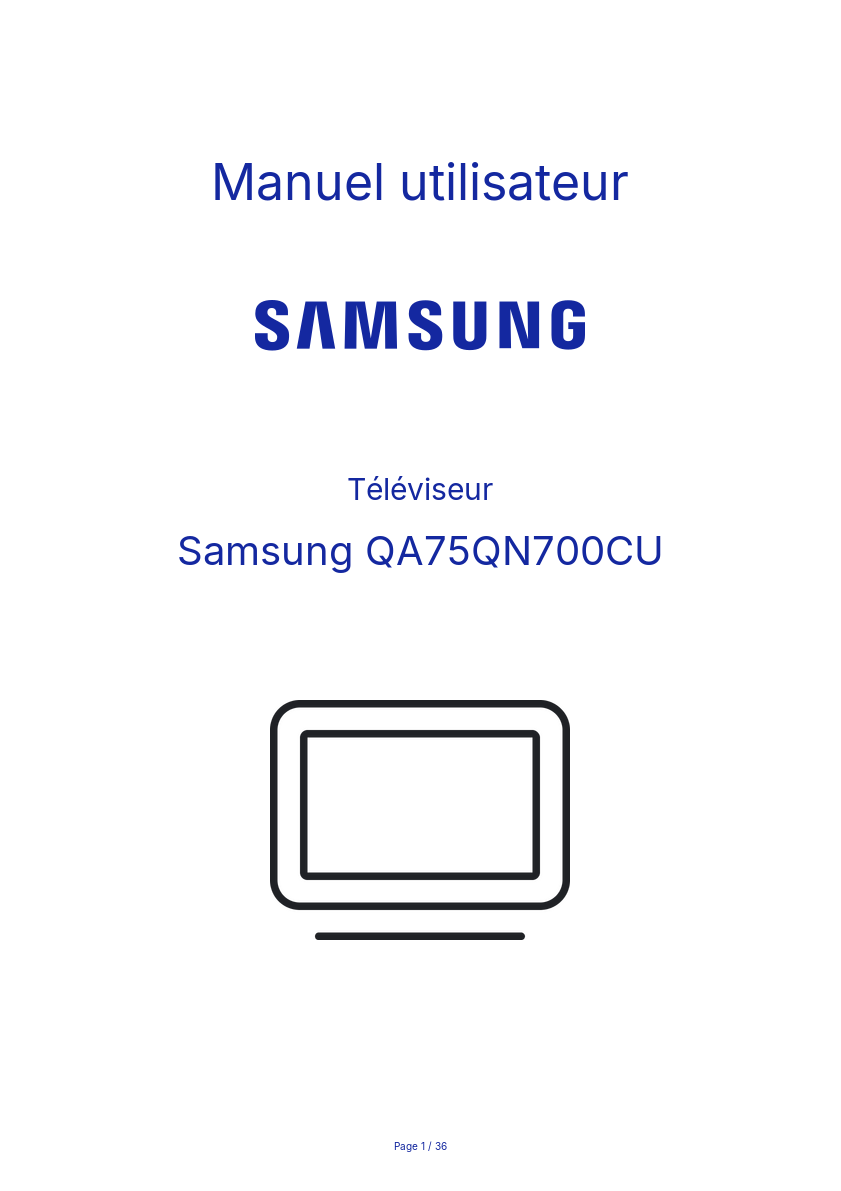 Page n°1 - Manuel utilisateur Samsung QA75QN700CU
