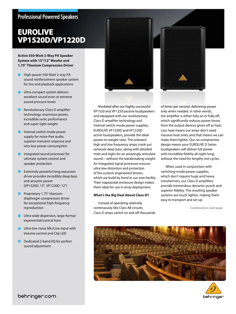 Page n°1 - Brochure Behringer Eurolive VP1220D