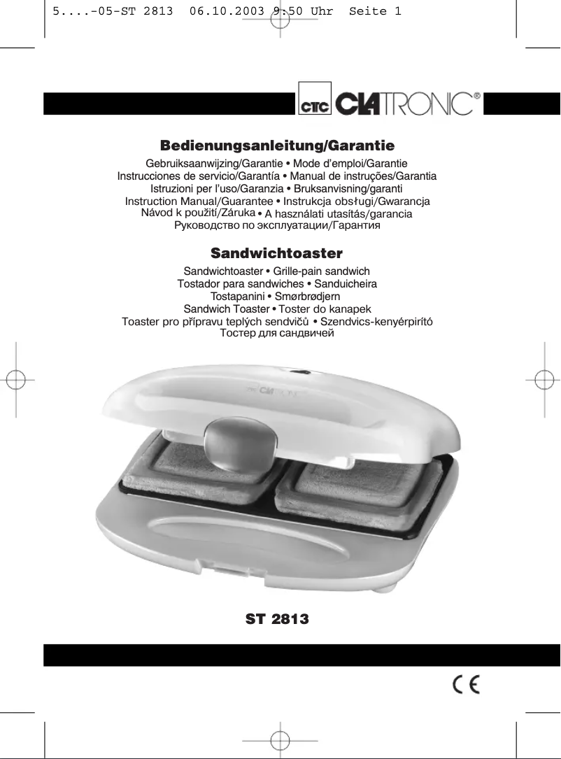 Page 1 de la notice Manuel utilisateur Clatronic ST 2813