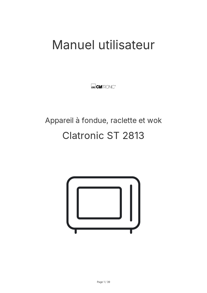 Image de la première page du manuel de l'appareil ST 2813