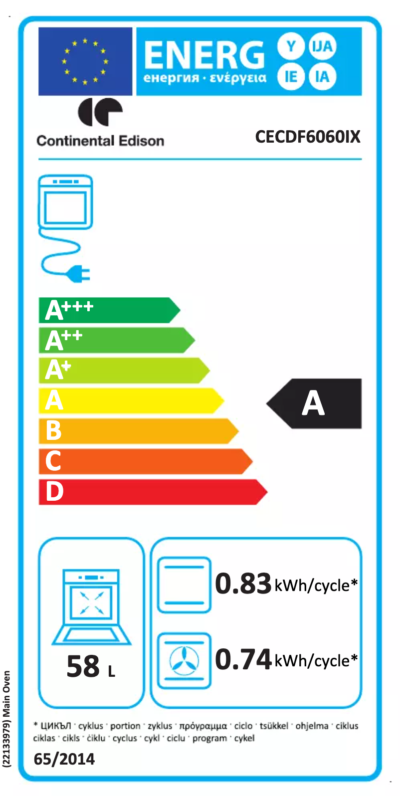 Página 1 del manual Etiqueta energética Continental Edison CECDF6060B