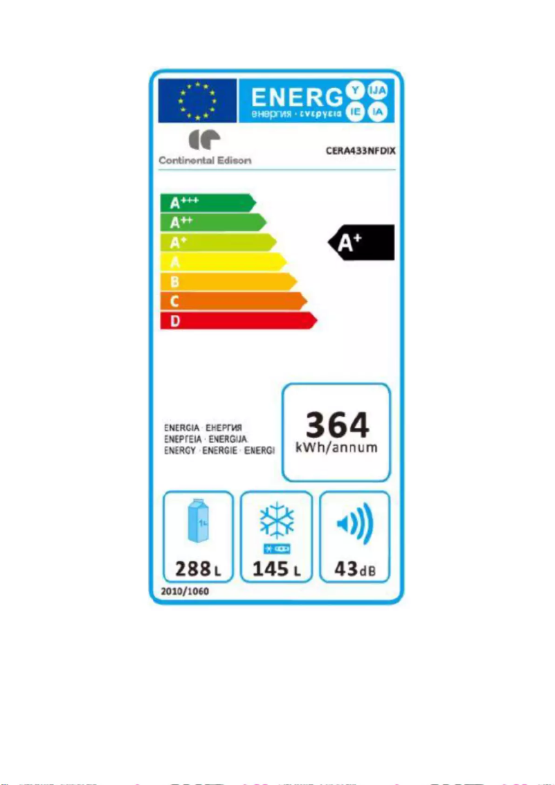 Page n°1 - Label énergétique Continental Edison CERA433NFDIX
