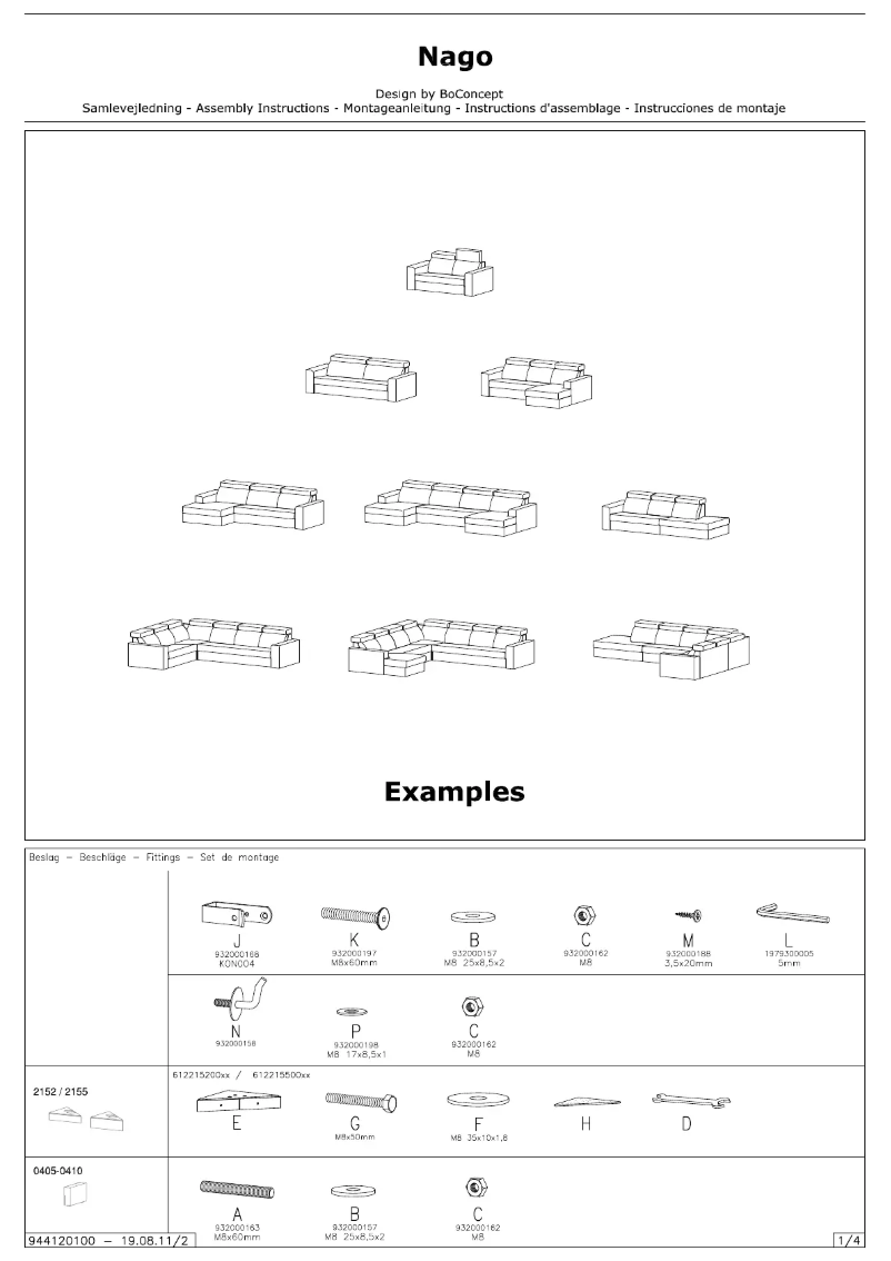 Page n°1 - Manuel utilisateur BoConcept Nago