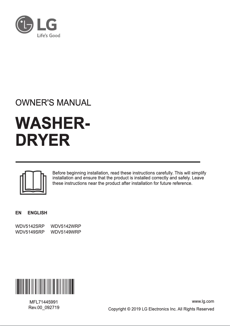 Page 1 de la notice Manuel utilisateur LG WDV5149SRP
