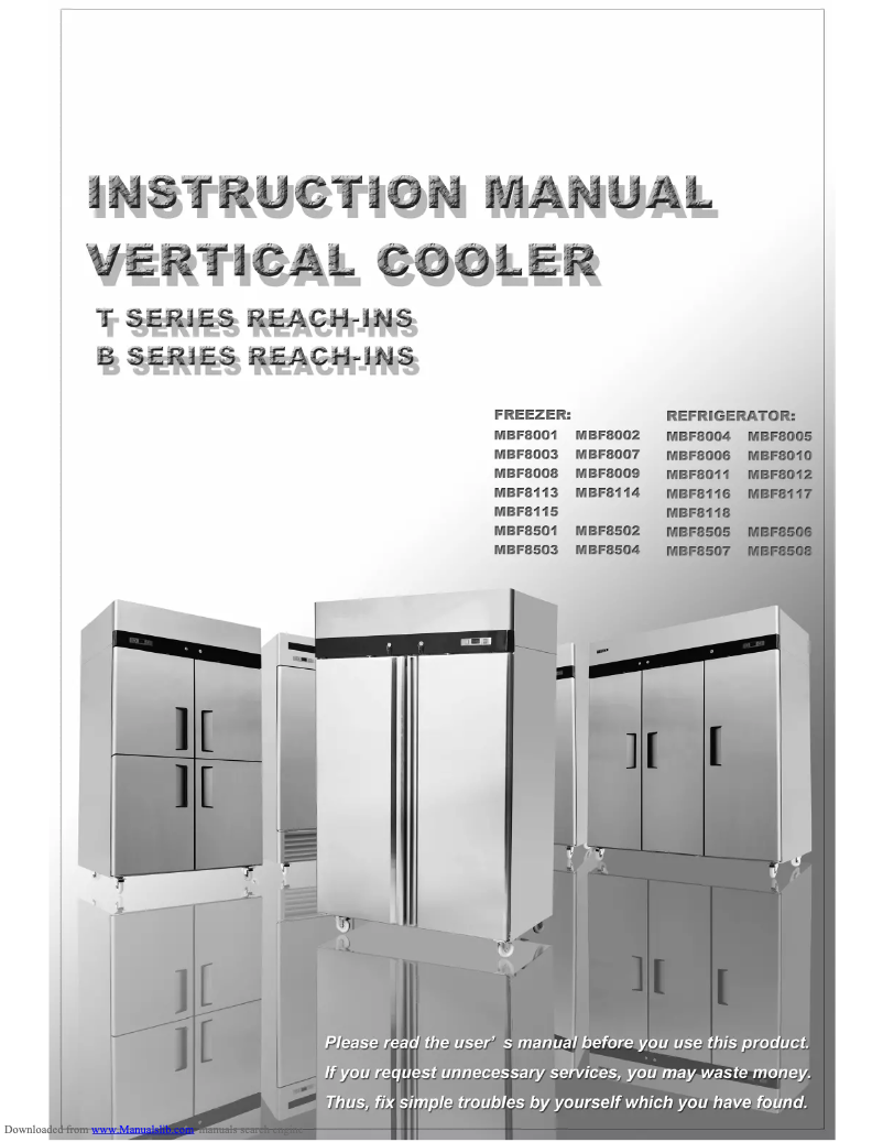 Page n°1 - Manuel d'utilisation et d'entretien Atosa Commercial MBF8005