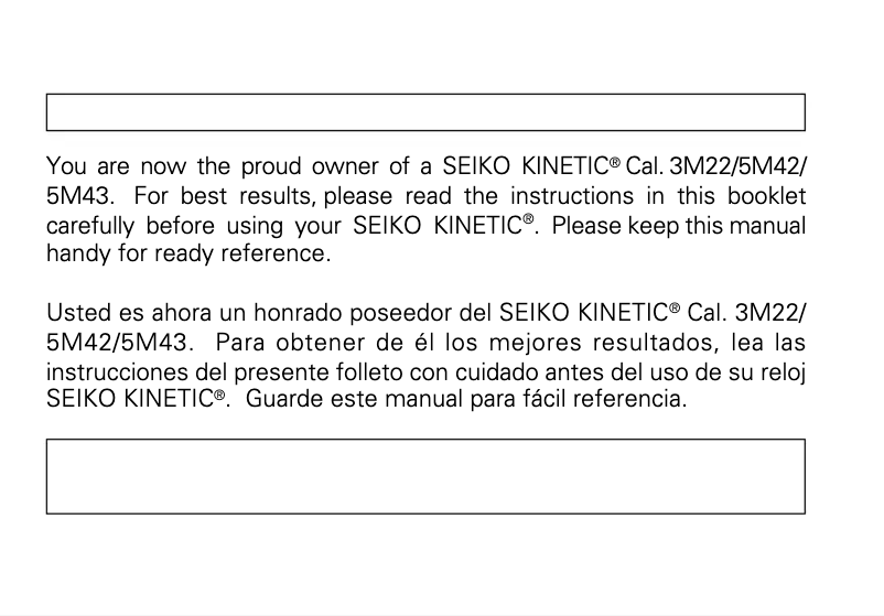 Page n°1 - Manuel utilisateur Seiko 3M22