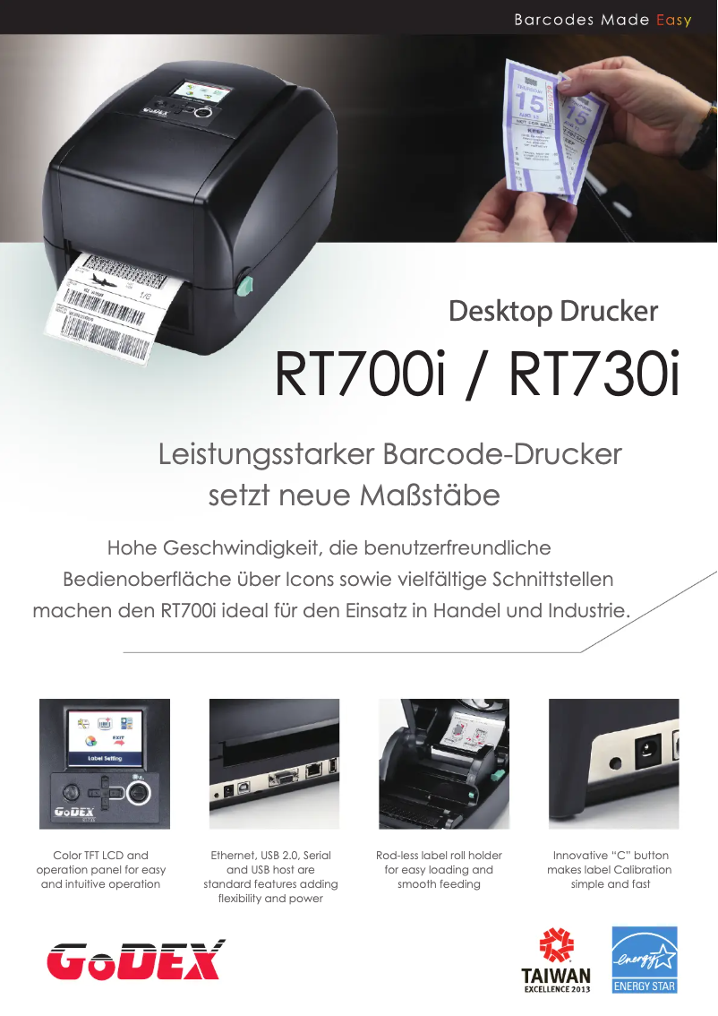 Page 1 de la notice Brochure Godex RT700i