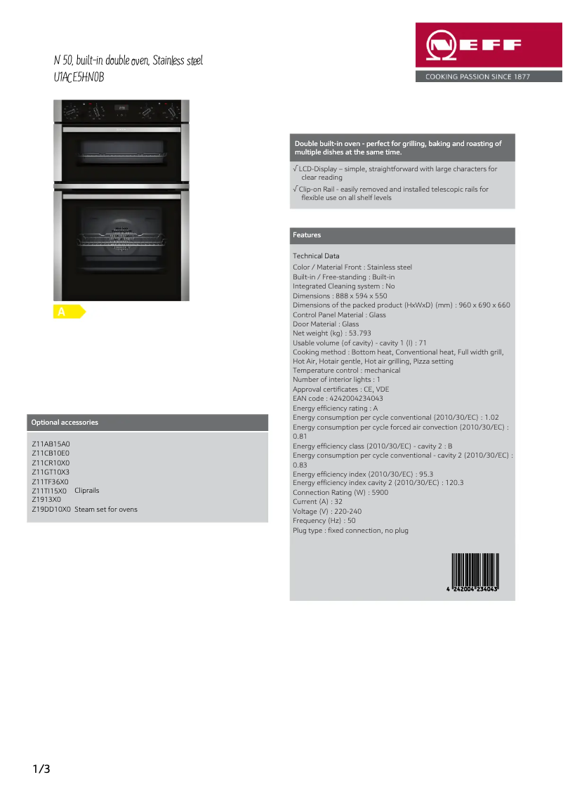 Image de la première page du manuel de l'appareil U1ACE5HN0B