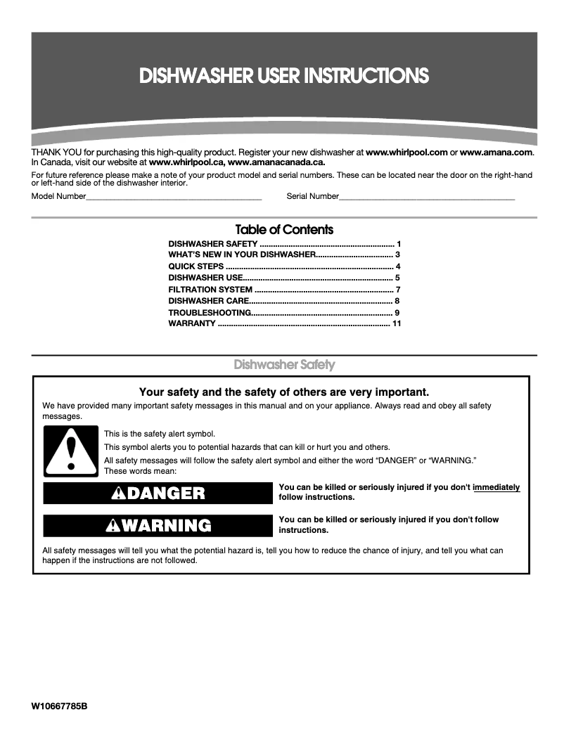 Page 1 de la notice Manuel utilisateur Amana ADB1300AFW