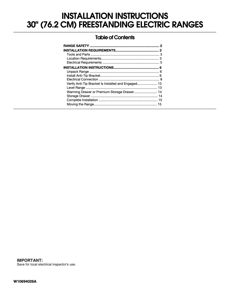 Page 1 de la notice Guide d'installation KitchenAid KFEG500EBS