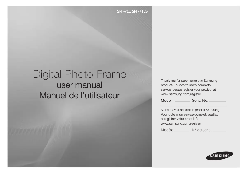 Page n°1 - Manuel utilisateur Samsung SPF-71ES