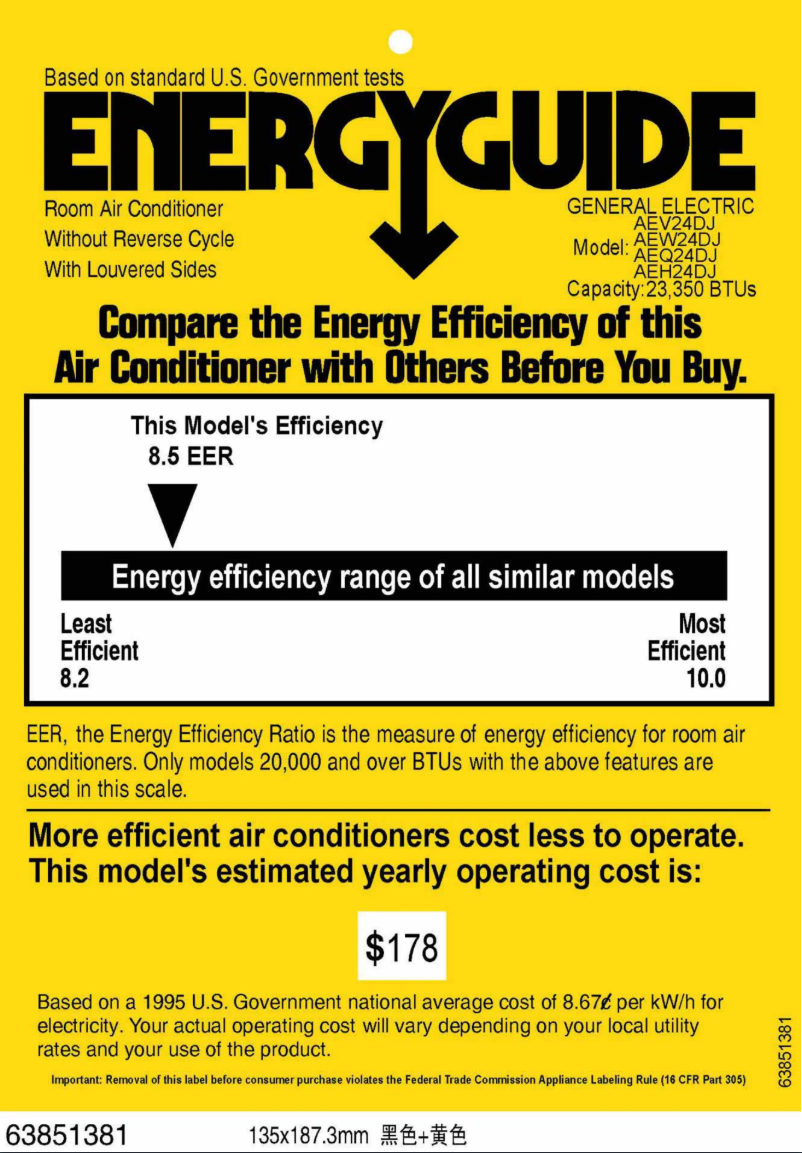 Page n°1 - Label énergétique GE AEW24DJ