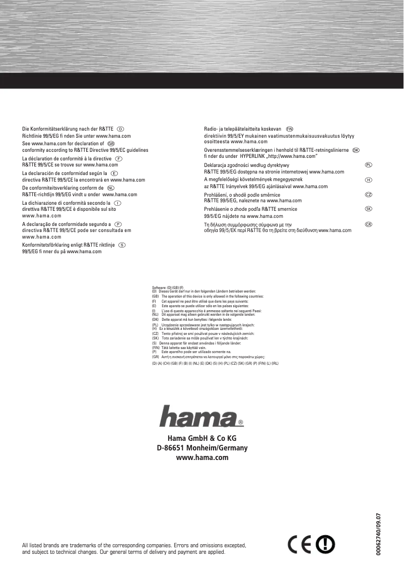 Page n°1 - Manuel utilisateur Hama 00062740