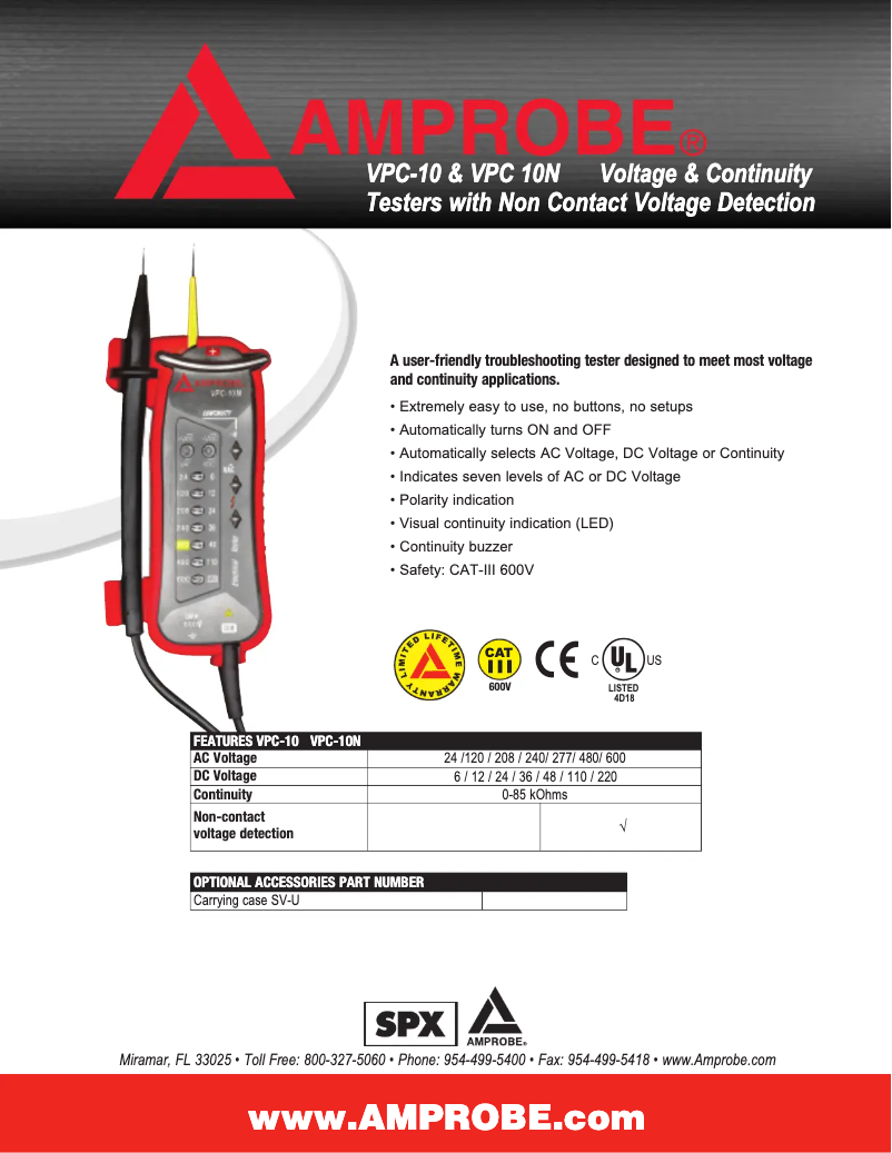 Page n°1 - Fiche technique Amprobe VPC-10