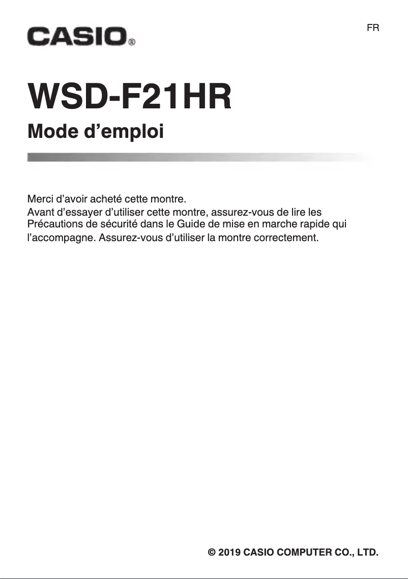 Page 1 de la notice Manuel utilisateur Casio PRO TREK WSD-F21HR-BKAGE