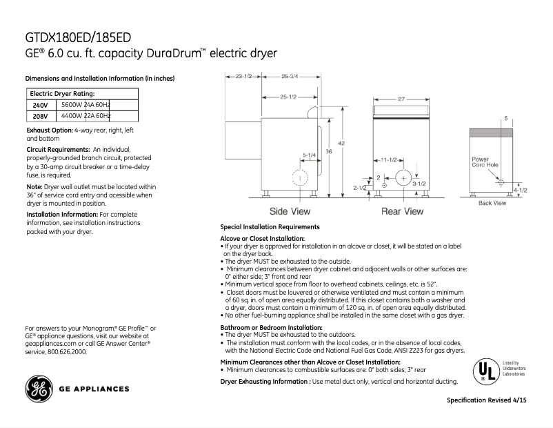Image de la première page du manuel de l'appareil GTDX185EDCC