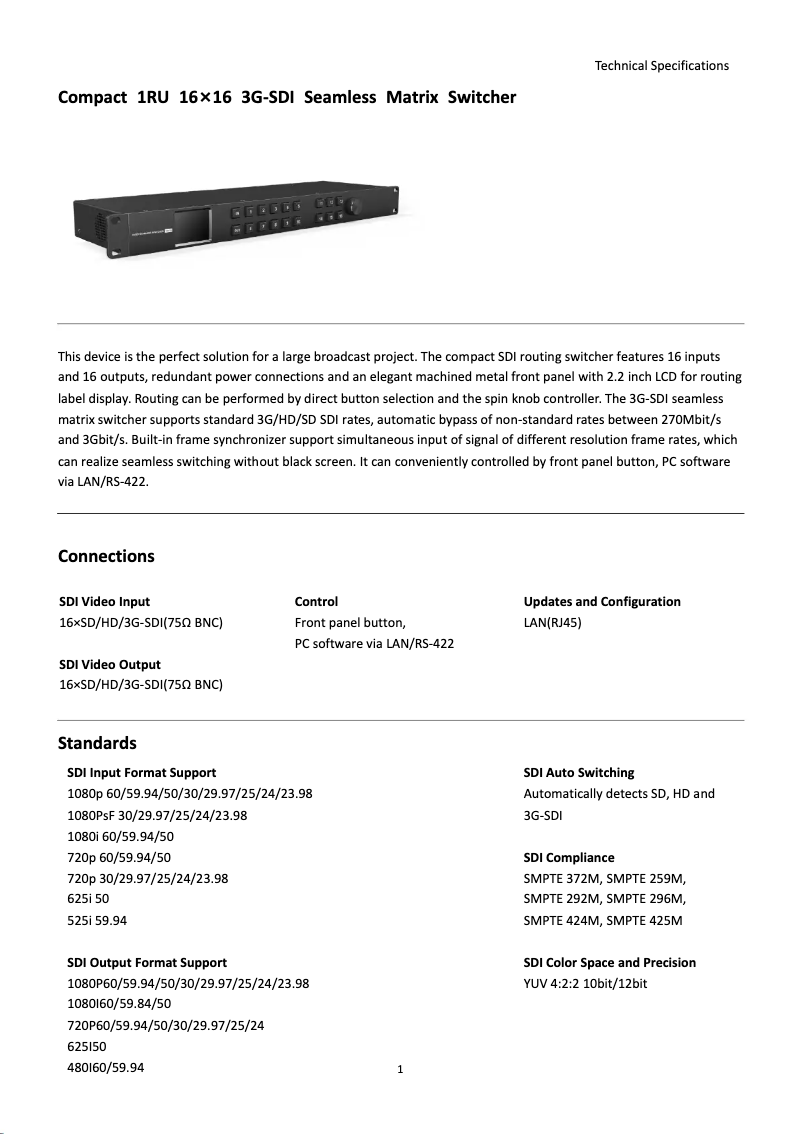 Page 1 de la notice Manuel utilisateur AVMATRIX MSS1611