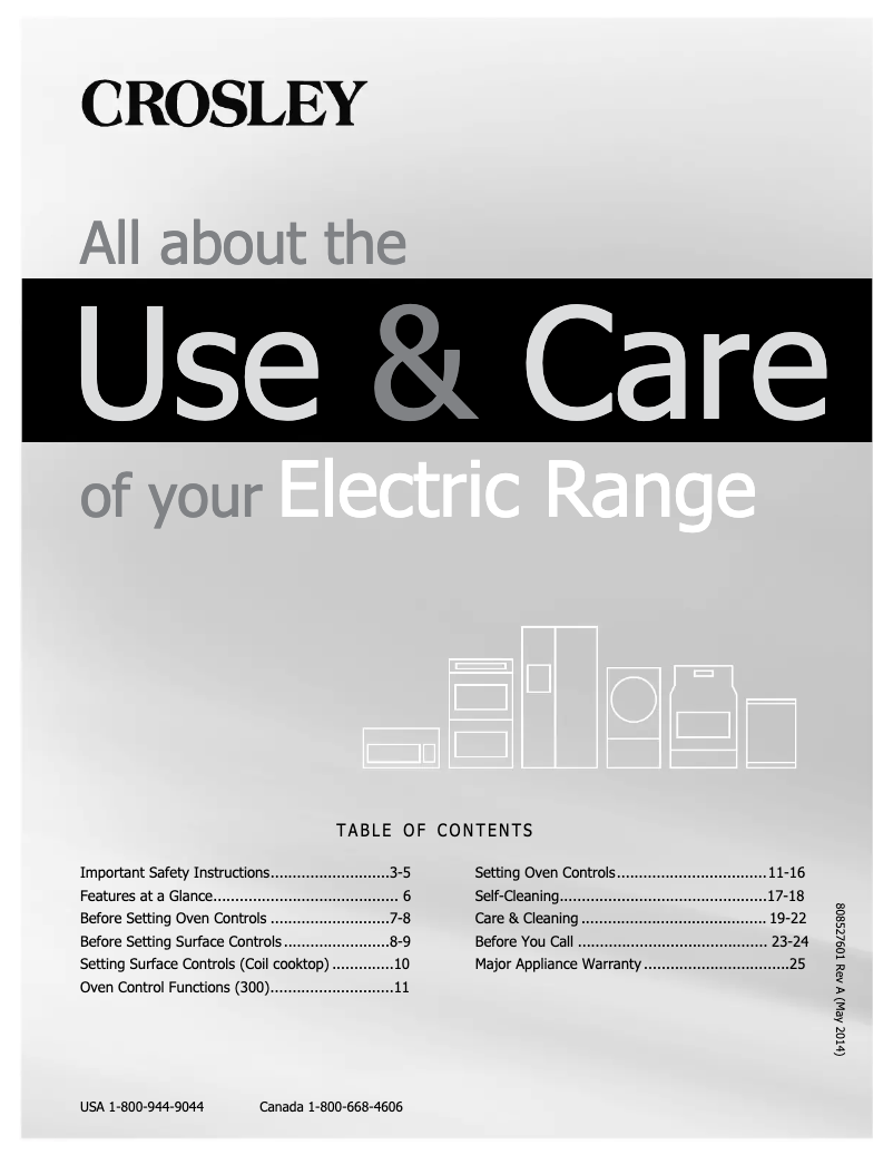 Page 1 de la notice Manuel utilisateur Crosley CRE3860QW