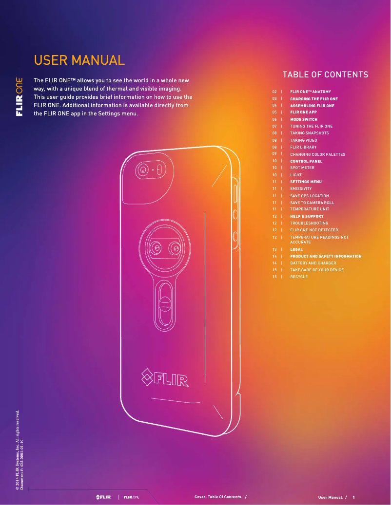 Page 1 de la notice Manuel utilisateur FLIR One