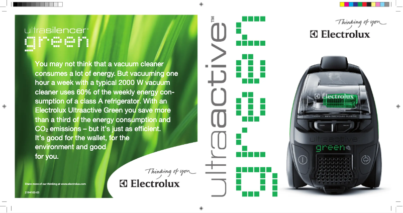 Page n°1 - Manuel utilisateur Electrolux ZUAG 3800