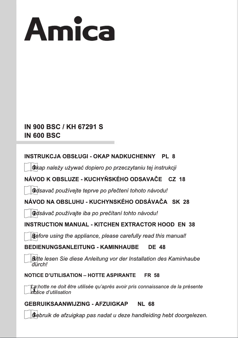 Page 1 de la notice Manuel utilisateur Amica IN 900 BSC