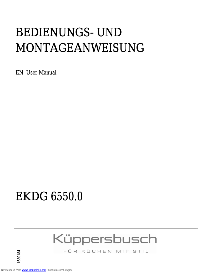 Page 1 de la notice Manuel utilisateur Küppersbusch EKDG6550.0