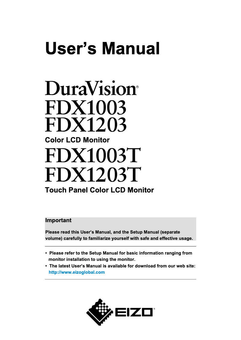 Image de la première page du manuel de l'appareil DuraVision FDX1203