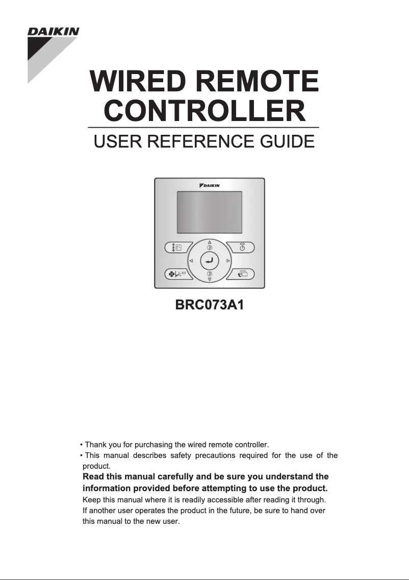 Page n°1 - Manuel utilisateur Daikin BRC073A1