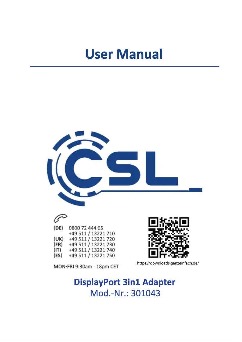 Page 1 de la notice Manuel utilisateur CSL 301043