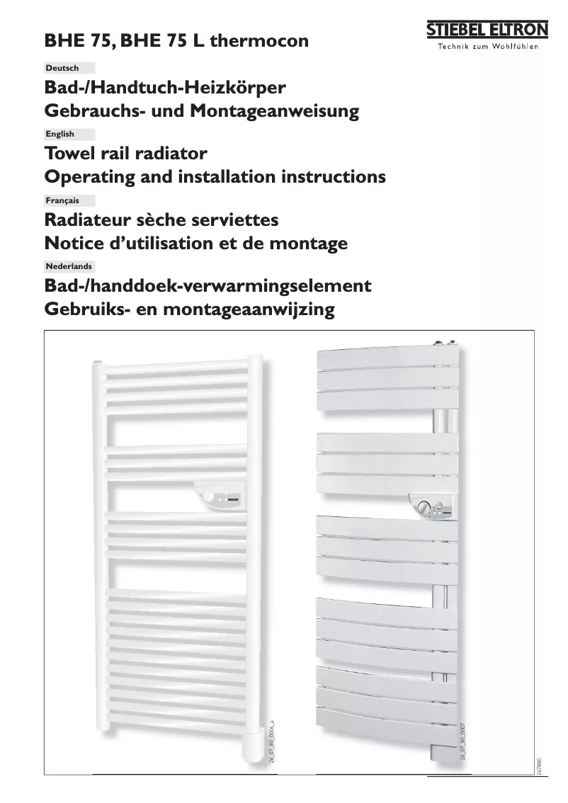 Page n°1 - Manuel utilisateur Stiebel Eltron Thermocon BHE 75