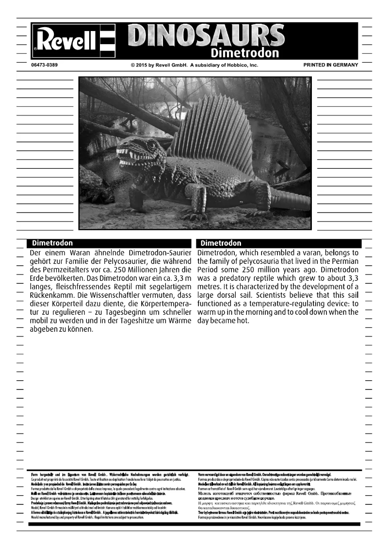 Page 1 de la notice Manuel utilisateur Revell Dimetrodon