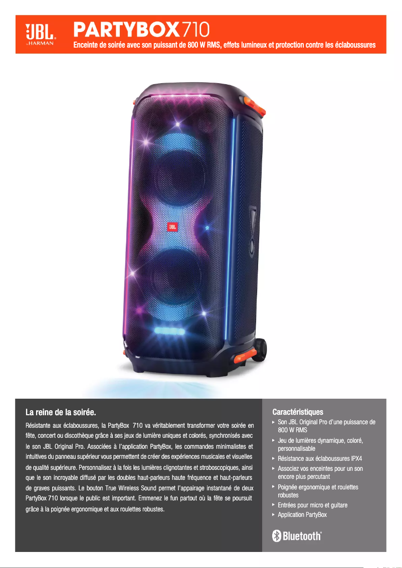 Page 1 de la notice Fiche technique JBL PartyBox 710