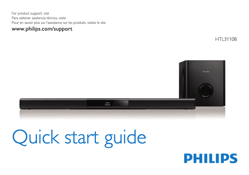 Page 1 de la notice Guide de démarrage rapide Philips HTL3110B