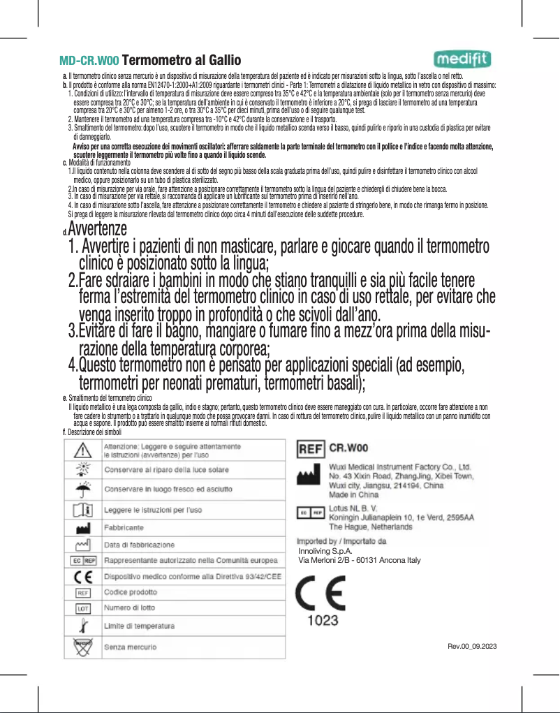 Page 1 de la notice Manuel utilisateur Innoliving MD-CR.W00