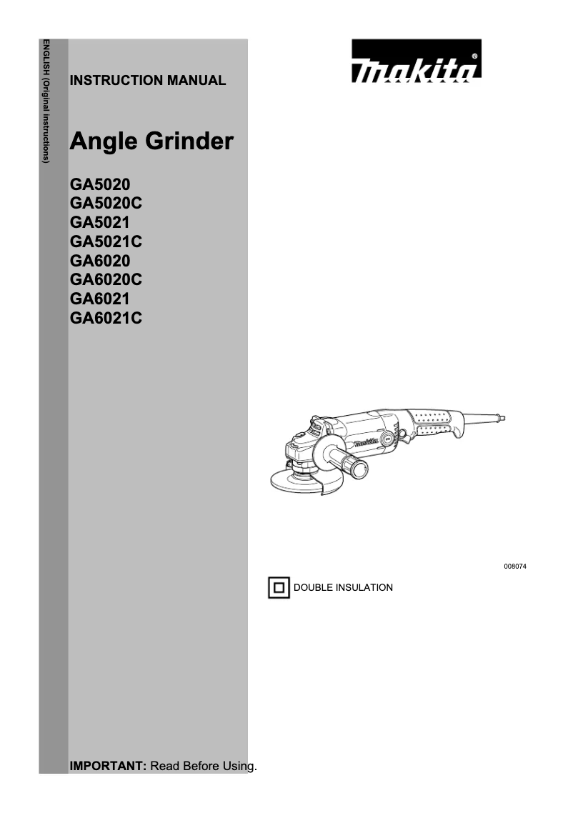 Page 1 de la notice Manuel utilisateur Makita GA5021