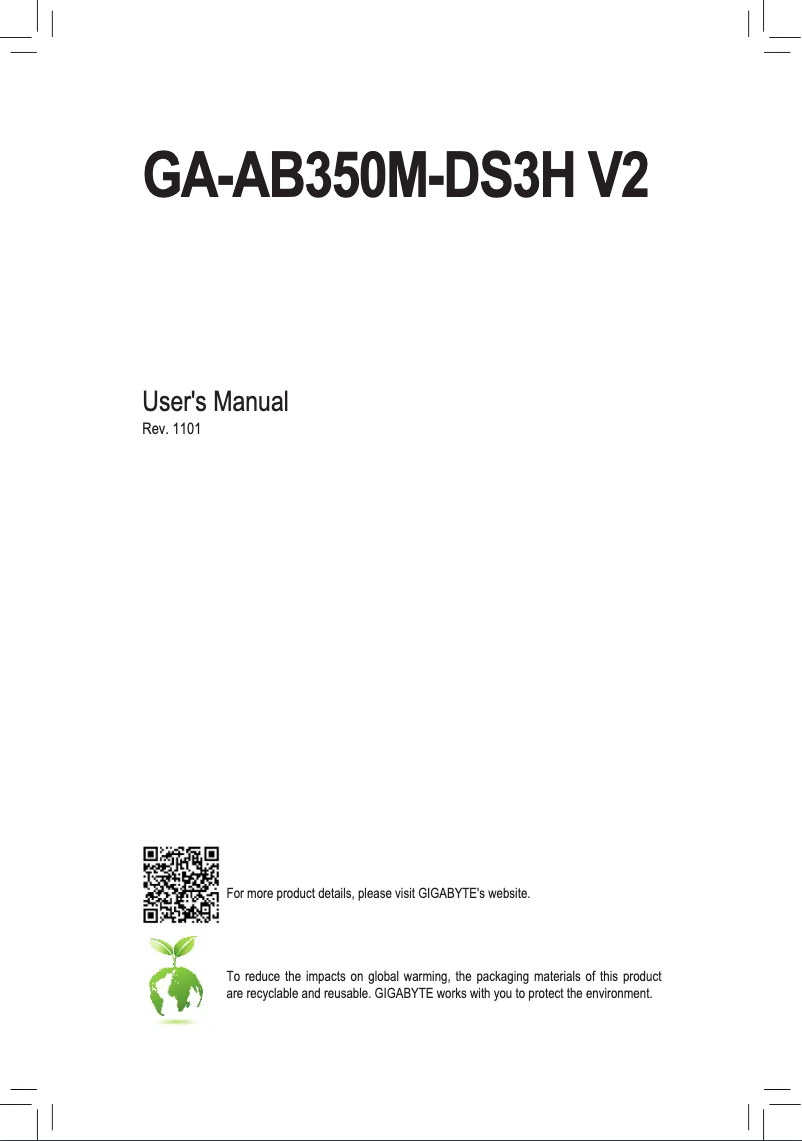Page n°1 - Manuel utilisateur Gigabyte GA-AB350M-DS3H V2