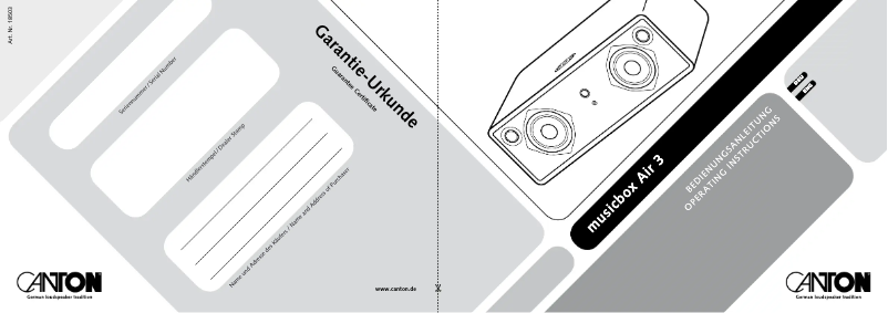 Page 1 de la notice Manuel utilisateur Canton Musicbox Air 3
