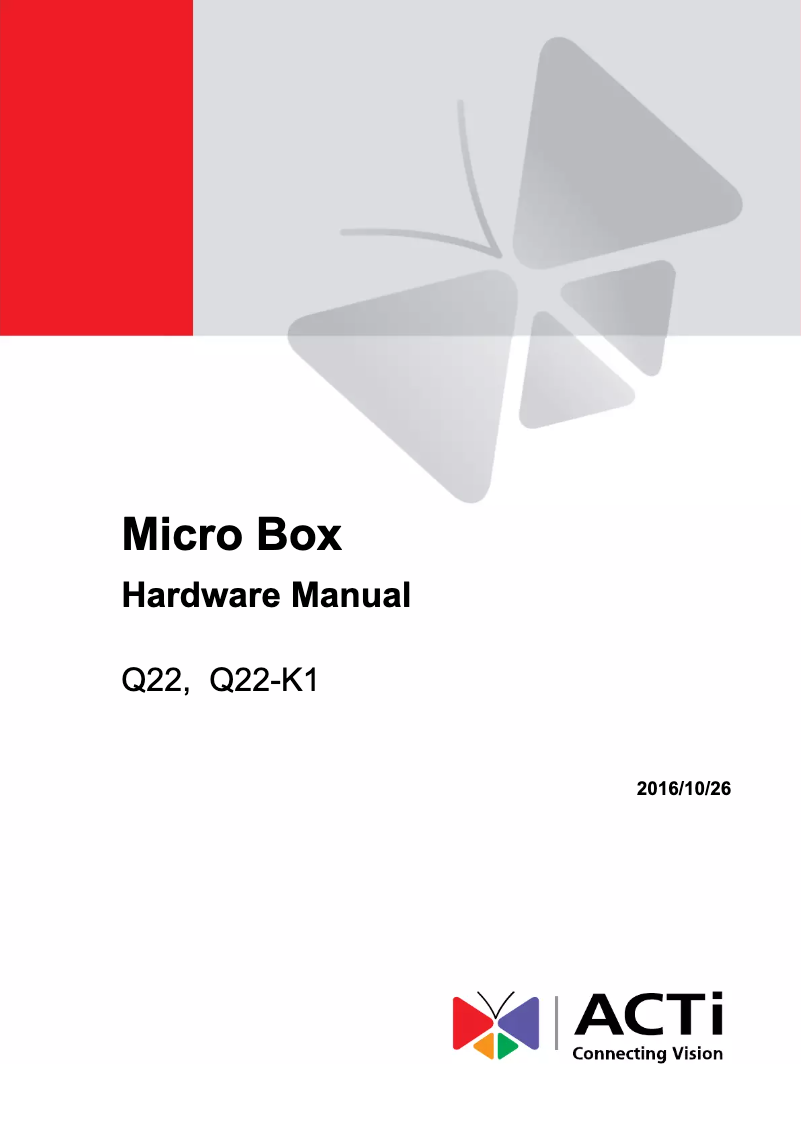 Page n°1 - Manuel utilisateur ACTi Q22