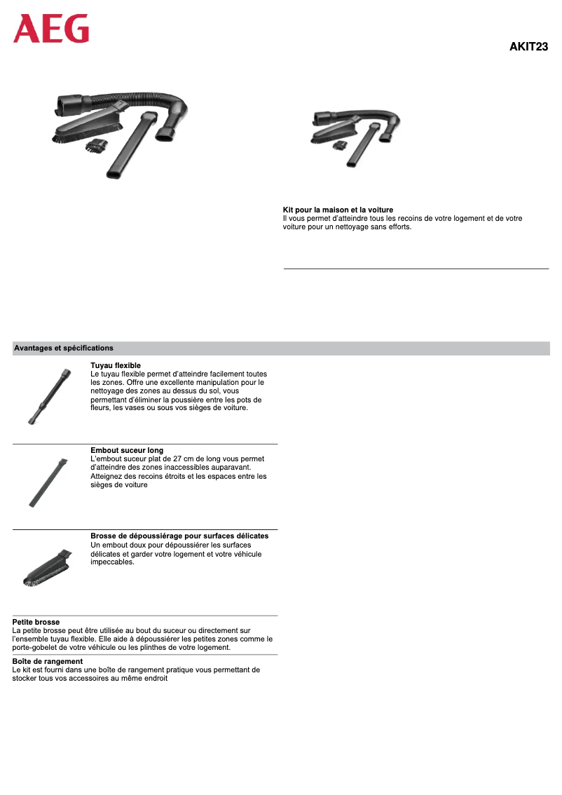 Page n°1 - Manuel utilisateur AEG AKIT23