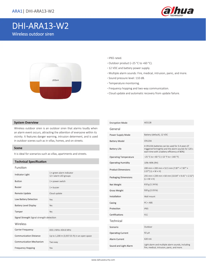 Image de la première page du manuel de l'appareil ARA13-W2