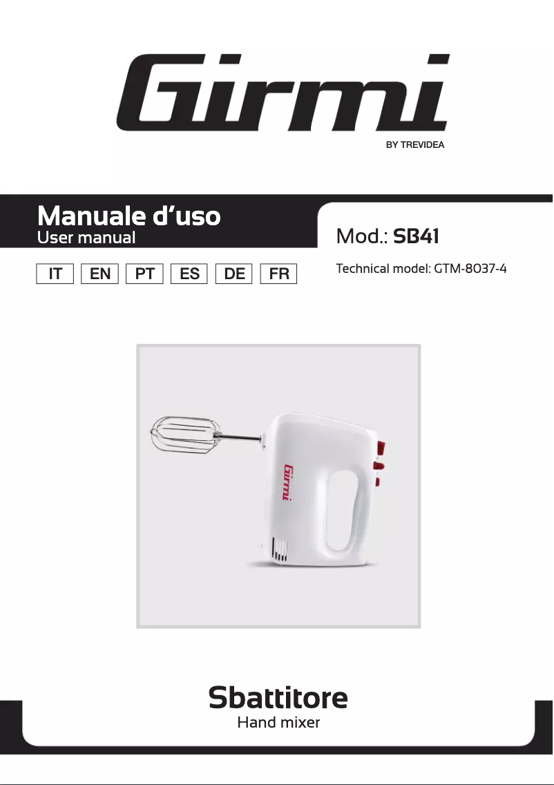 Page n°1 - Manuel utilisateur Girmi SB41