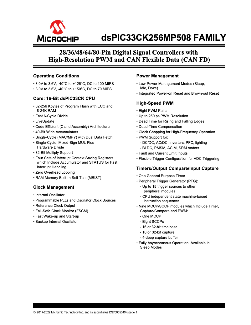 Página 1 del manual Manual de usuario Microchip dsPIC33CK32MP505