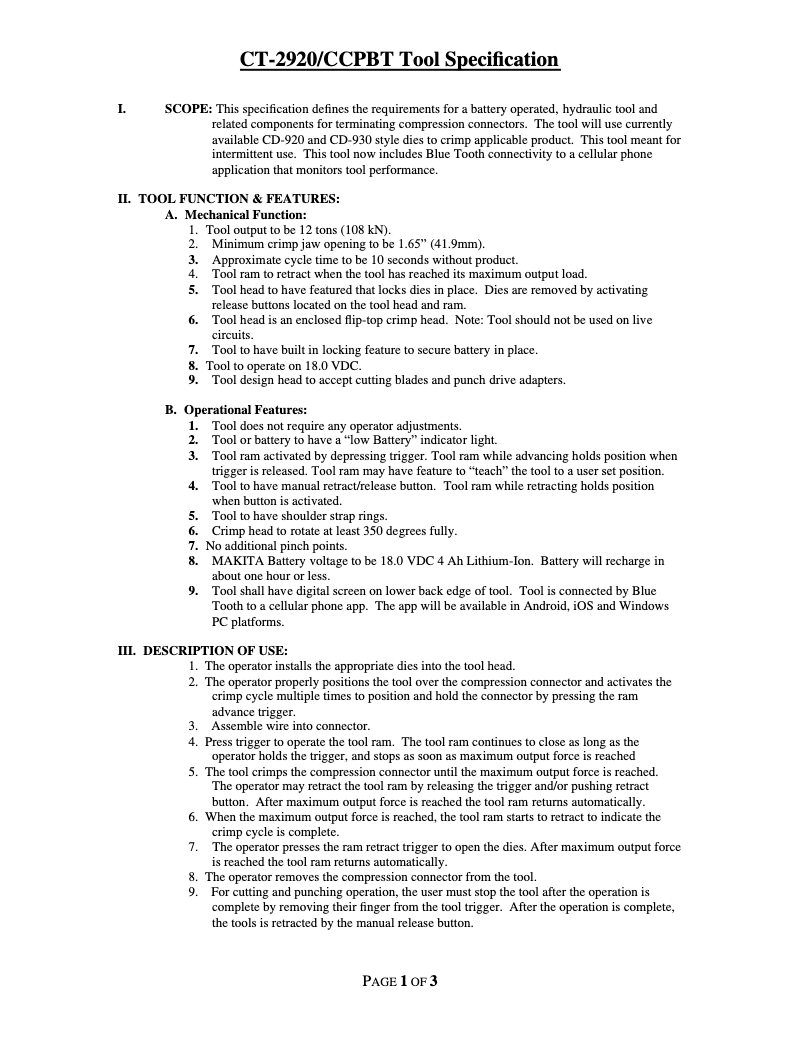 Page 1 de la notice Fiche technique Panduit CT-2920/CCPBT