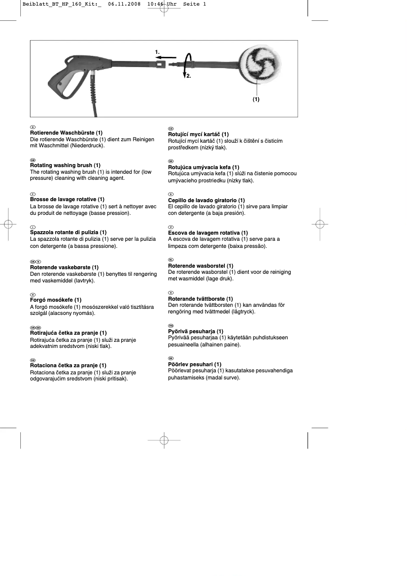 Page 1 de la notice Manuel utilisateur Einhell BT-HP 160 Kit