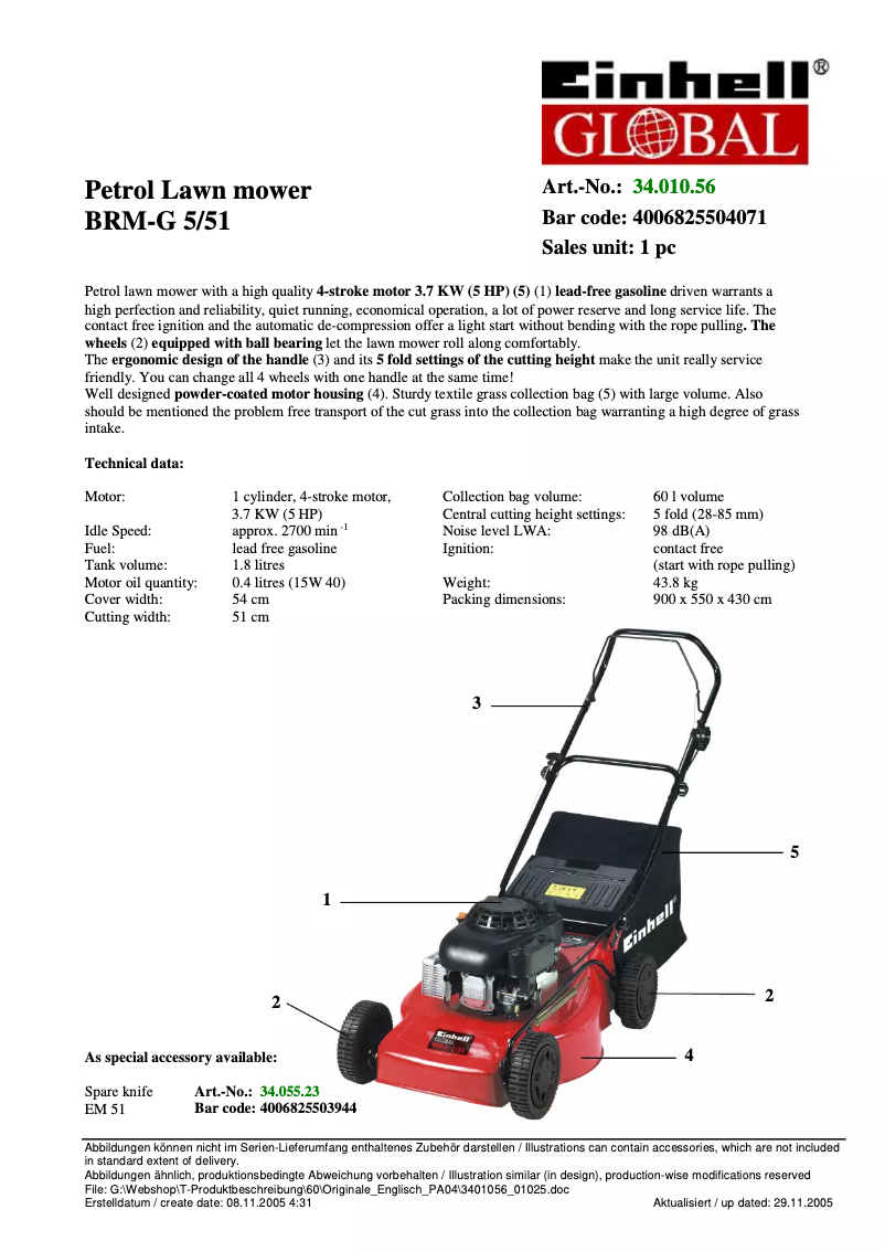 Image de la première page du manuel de l'appareil BRM-G 5/51